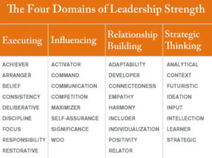 Graphic showing the four domains of leadership strength